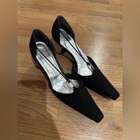 Stuart Weitzman Shoes - Stuart Weitzman Crystal Embellishments D'Orsay Black Pumps Size 7